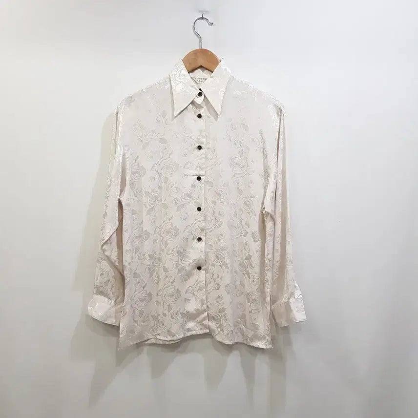 [SOLD OUT] JPN 빈티지 장미 패턴 오버핏 긴팔 롱 블라우스 여L Q45