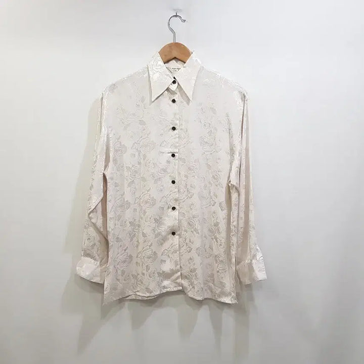 [SOLD OUT] JPN 빈티지 장미 패턴 오버핏 긴팔 롱 블라우스 여L Q45