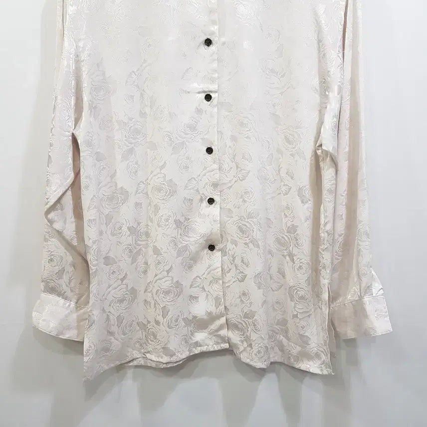 [SOLD OUT] JPN 빈티지 장미 패턴 오버핏 긴팔 롱 블라우스 여L Q45