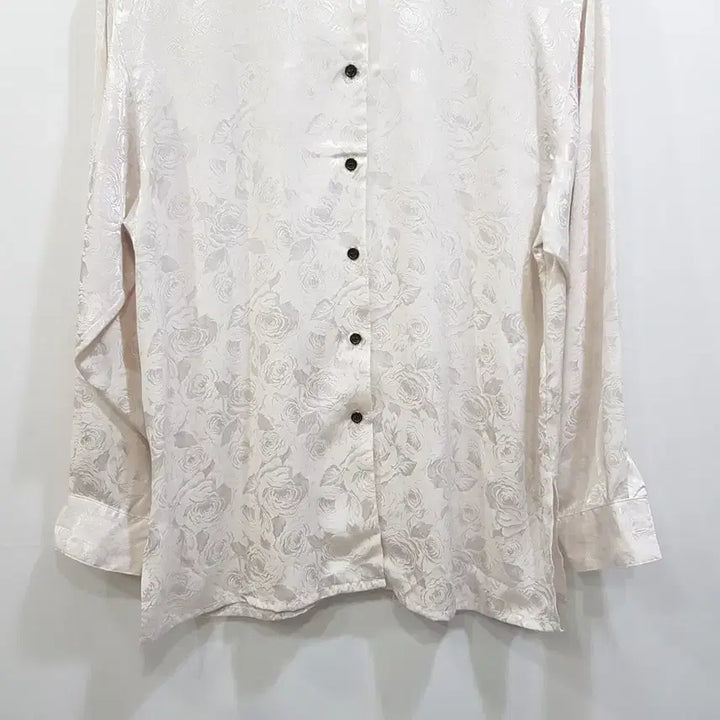 [SOLD OUT] JPN 빈티지 장미 패턴 오버핏 긴팔 롱 블라우스 여L Q45