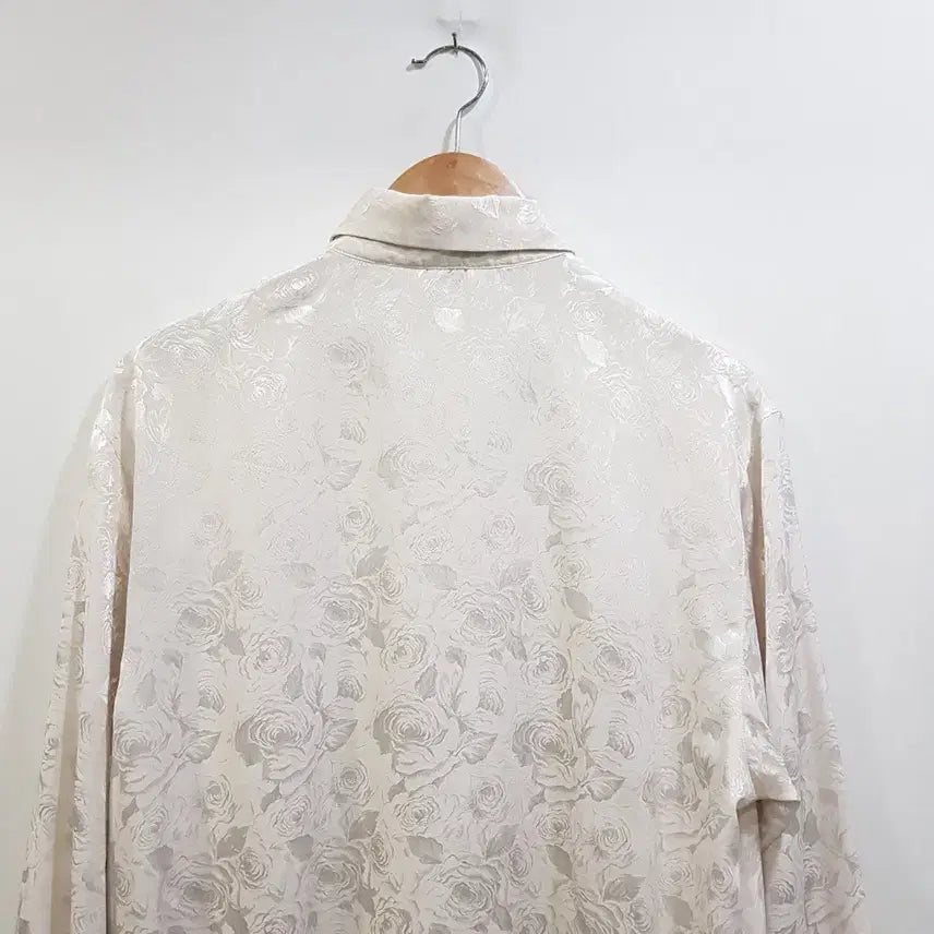 [SOLD OUT] JPN 빈티지 장미 패턴 오버핏 긴팔 롱 블라우스 여L Q45