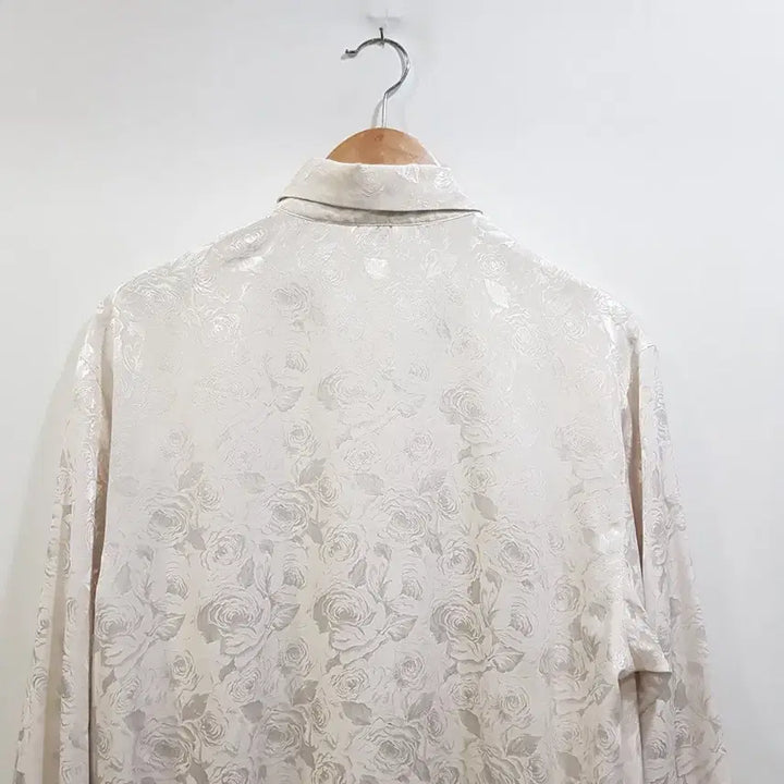 [SOLD OUT] JPN 빈티지 장미 패턴 오버핏 긴팔 롱 블라우스 여L Q45