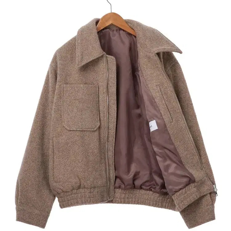 [BUNJANG] TNGT Oversized Wool Blouson Beige Jacket / TNGT 오버핏 울 블루종 점퍼 베이지 95 새제품