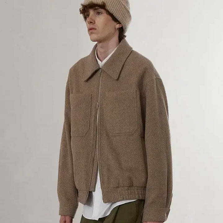 [BUNJANG] TNGT Oversized Wool Blouson Beige Jacket / TNGT 오버핏 울 블루종 점퍼 베이지 95 새제품