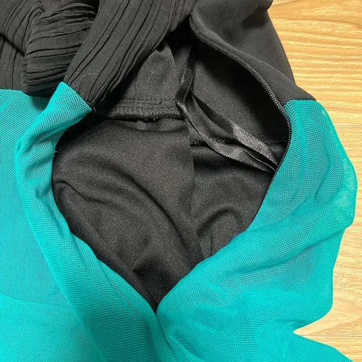[BUNJANG] Black and Teal Sleeveless Long Dress / 블랙/청록색 민소매 롱 원피스 1098