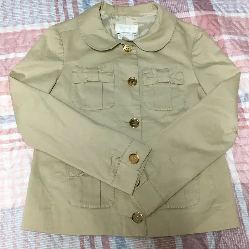 [BUNJANG] ICB Beige Ribbon Pocket Short Jacket - Vintage / 33사이즈 추천 ICB 베이지 리본포켓 숏자켓 빈티지