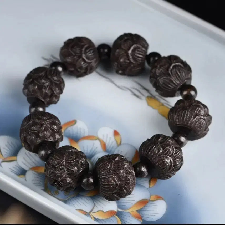 [BUNJANG] African Ebony Lotus Bead Bracelet 20mm / 아프리카 흑단 연꽃 염주 20mm