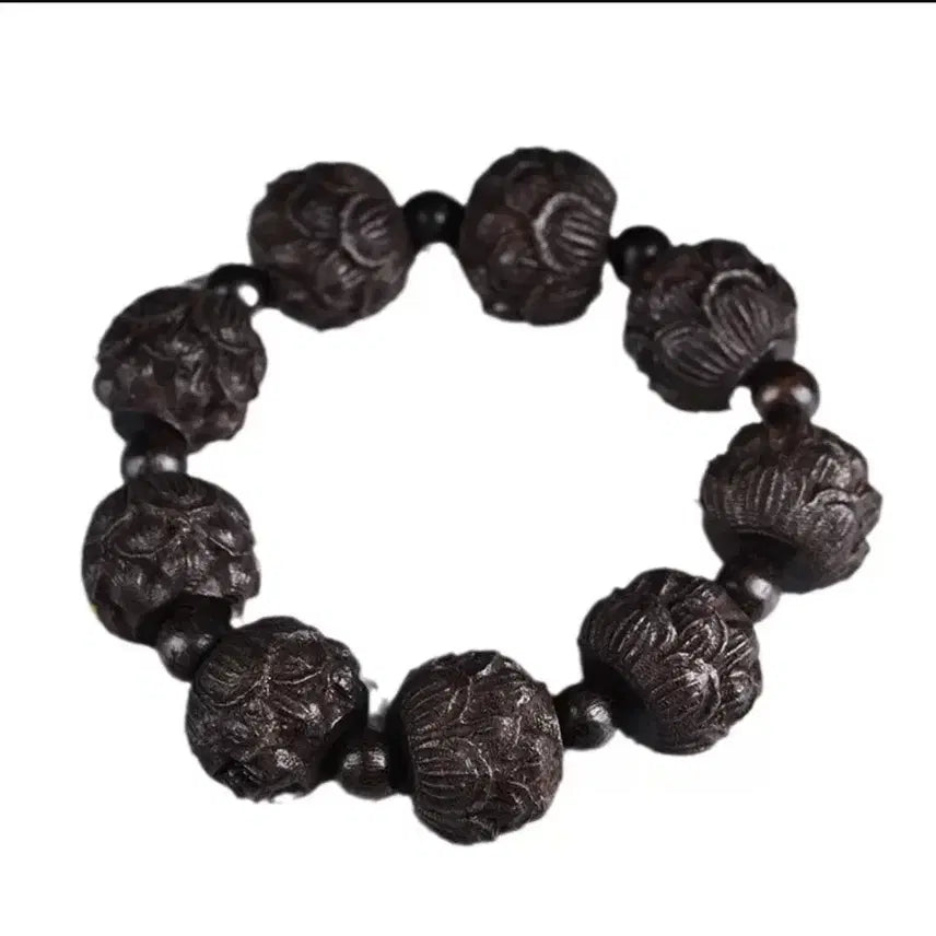 [BUNJANG] African Ebony Lotus Bead Bracelet 20mm / 아프리카 흑단 연꽃 염주 20mm