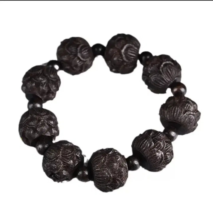 [BUNJANG] African Ebony Lotus Bead Bracelet 20mm / 아프리카 흑단 연꽃 염주 20mm