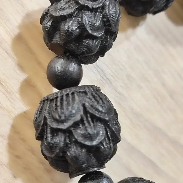 [BUNJANG] African Ebony Lotus Bead Bracelet 20mm / 아프리카 흑단 연꽃 염주 20mm