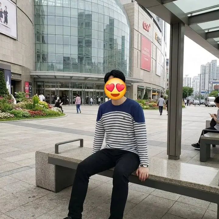 [BUNJANG] Lacoste Live White and Black Striped Raglan T-shirt / 라코스테 라이브 흰검 스트라이프 라글란 티셔츠(사이즈3(100))