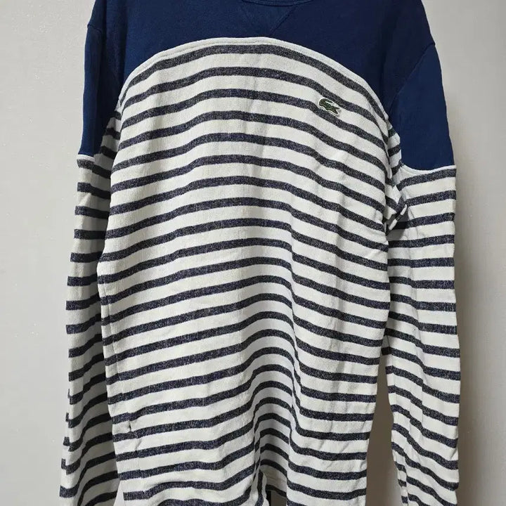 [BUNJANG] Lacoste Live White and Black Striped Raglan T-shirt / 라코스테 라이브 흰검 스트라이프 라글란 티셔츠(사이즈3(100))