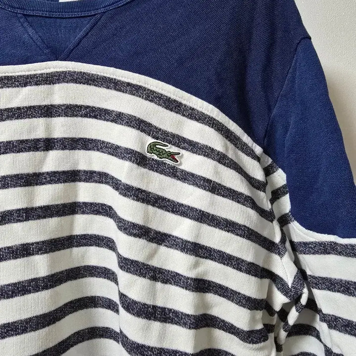 [BUNJANG] Lacoste Live White and Black Striped Raglan T-shirt / 라코스테 라이브 흰검 스트라이프 라글란 티셔츠(사이즈3(100))