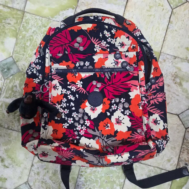 [BUNJANG] Kipling Flower Backpack Travel Bag / 키플링 플라워 백팩 여행가방