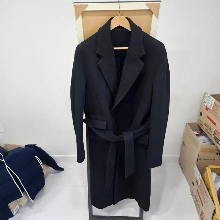 [BUNJANG] Wooyoungmi Black Robe Coat 48 / 우영미 블랙로브 코트 끈48 국내105