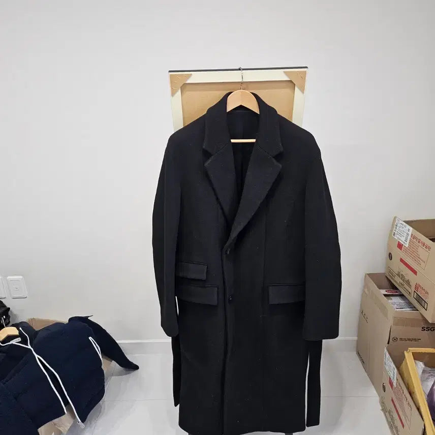 [BUNJANG] Wooyoungmi Black Robe Coat 48 / 우영미 블랙로브 코트 끈48 국내105
