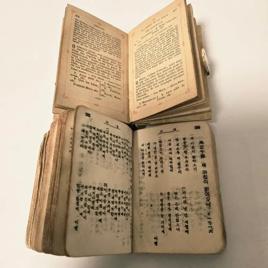 [BUNJANG] 130-Year-Old Ivory Prayer Book &amp; 1955 Korean Hymnal Set / 프랑스 상아130년 전빛 기도서 &amp; 1955년 한국 근현대 찬송가 (희귀