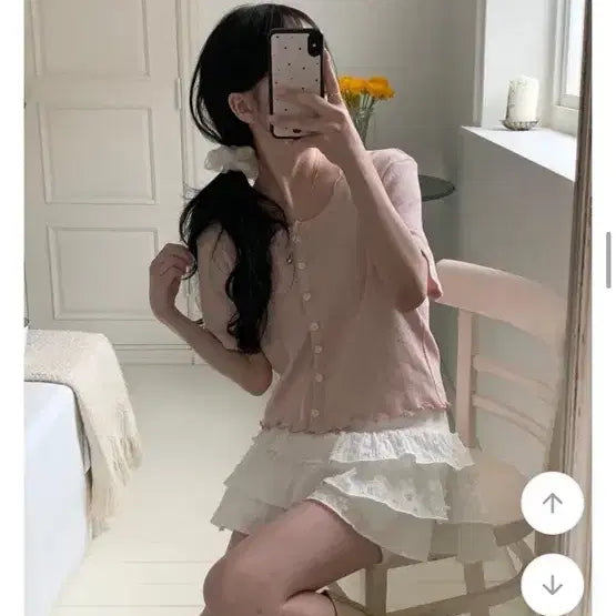 [BUNJANG] Minifoe Punching Short Sleeve Cardigan / 미니포에 펀칭 반팔 가디건