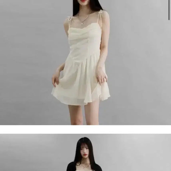 [SOLD OUT] 코디세트 셔링 쉬폰 뷔스티에 원피스