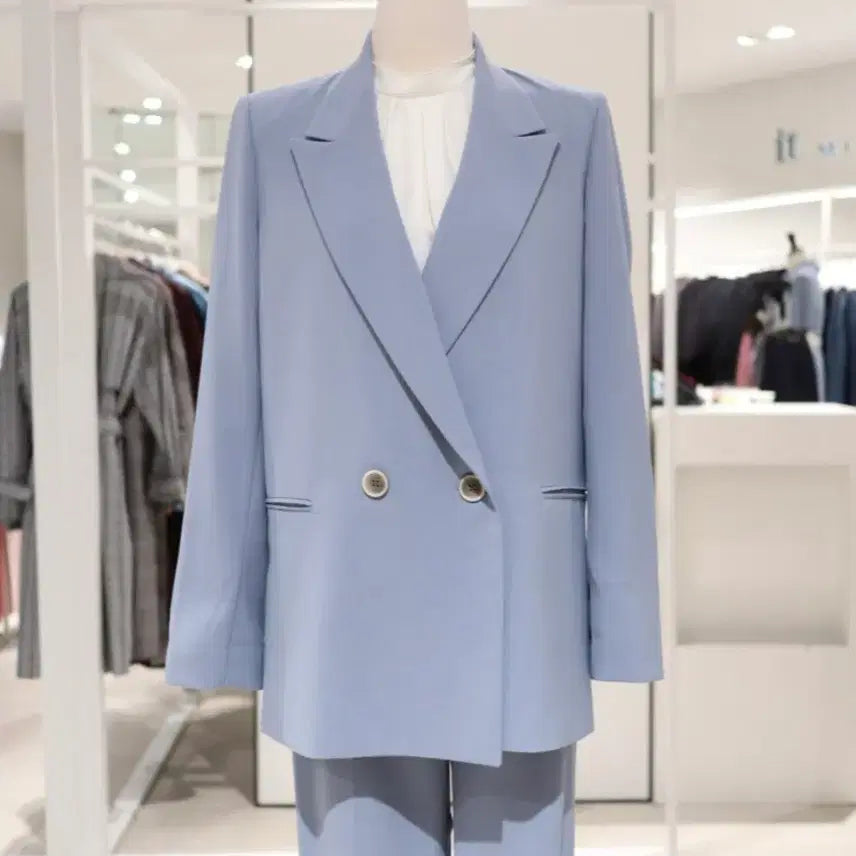 [BUNJANG] It MICHAA Sky Blue Double Jacket (55-66) / 잇미샤 하늘색 봄자켓(55-66)