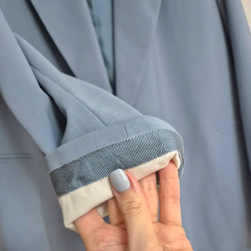 [BUNJANG] It MICHAA Sky Blue Double Jacket (55-66) / 잇미샤 하늘색 봄자켓(55-66)