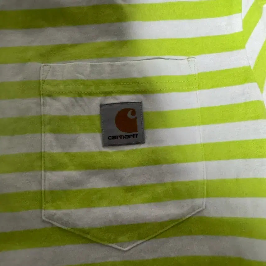 [BUNJANG] 칼하트 라임 스트라이프 반팔 티셔츠 / 칼하트 라임 스트라이프 반팔 티셔츠