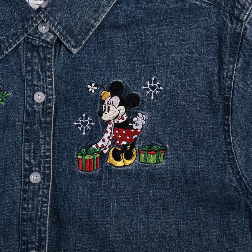 [BUNJANG] Disney Embroidered Denim Shirt - L / 디즈니 자수 데님셔츠 C417