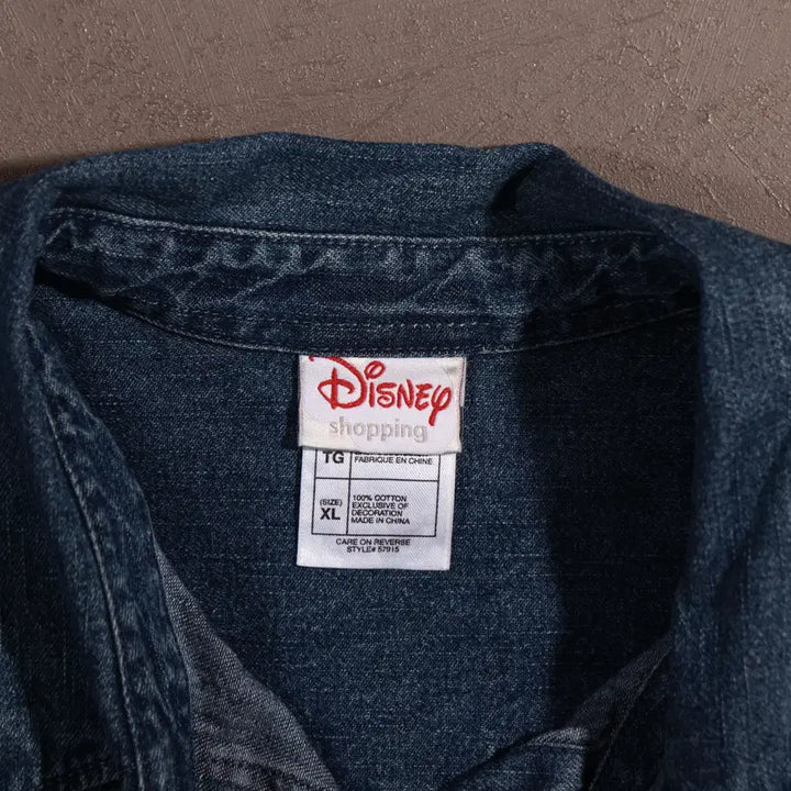 [BUNJANG] Disney Embroidered Denim Shirt - L / 디즈니 자수 데님셔츠 C417