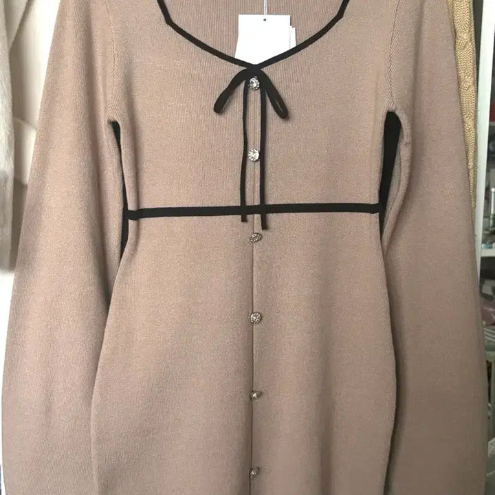 [BUNJANG] Michel Macaron Knit Choker Ribbon Dress / 미셸마카롱 니트 초커 리본 원피스 비쥬 스나계 피움 허니뮤 grl 갸루