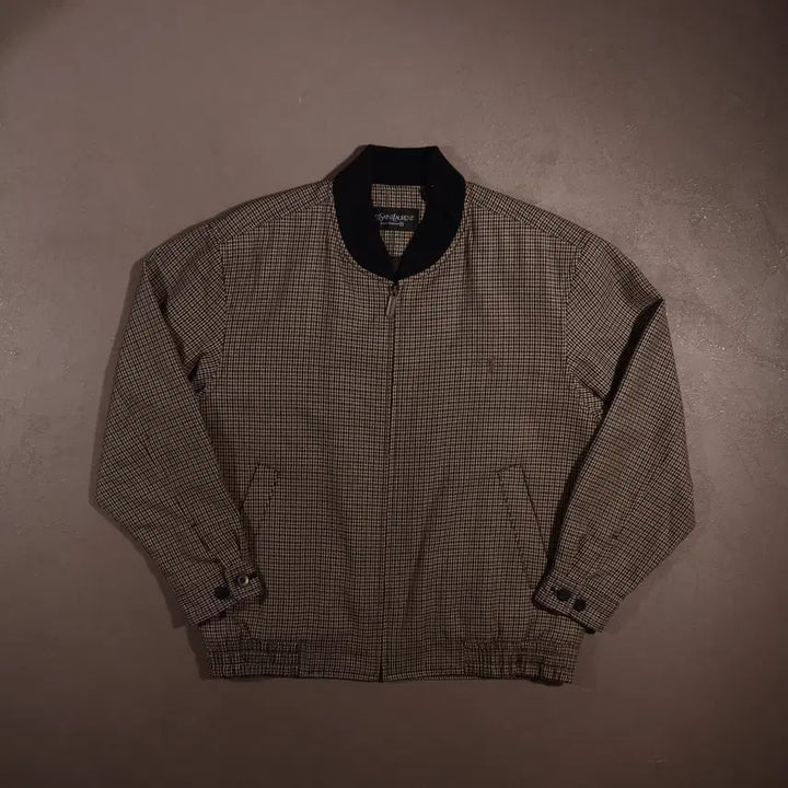 [BUNJANG] Yves Saint Laurent Checkered Blouson Jacket / 입생로랑 체크 블루종 자켓 C421