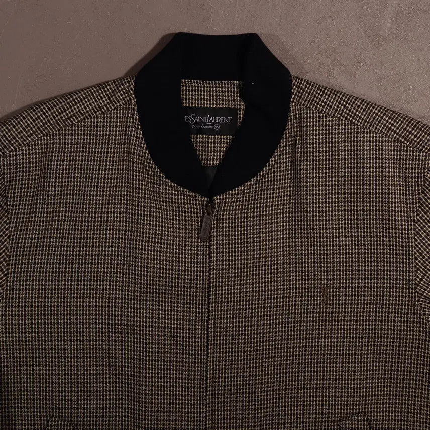 [BUNJANG] Yves Saint Laurent Checkered Blouson Jacket / 입생로랑 체크 블루종 자켓 C421