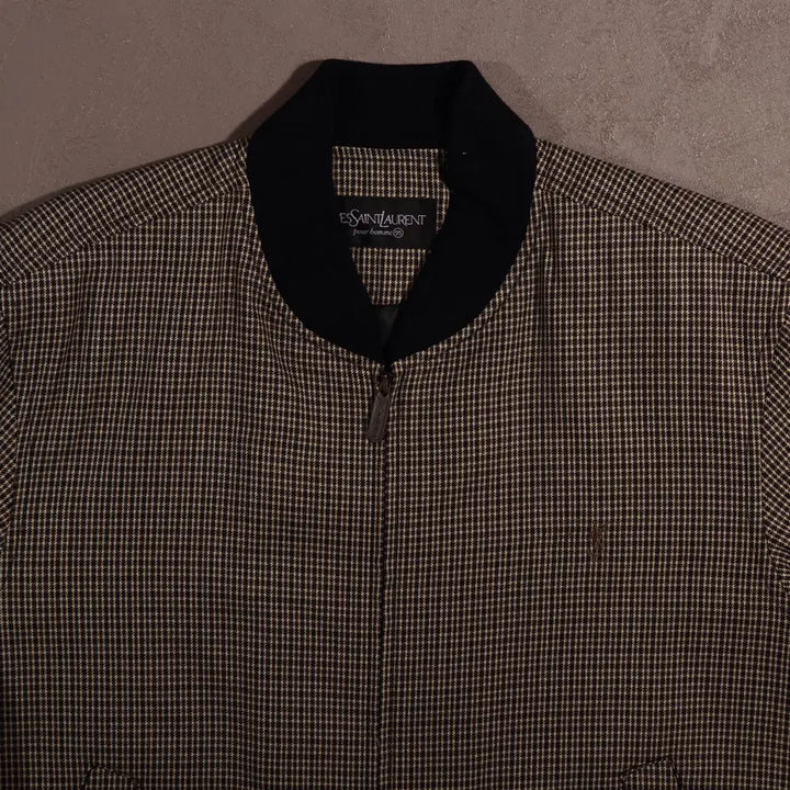 [BUNJANG] Yves Saint Laurent Checkered Blouson Jacket / 입생로랑 체크 블루종 자켓 C421