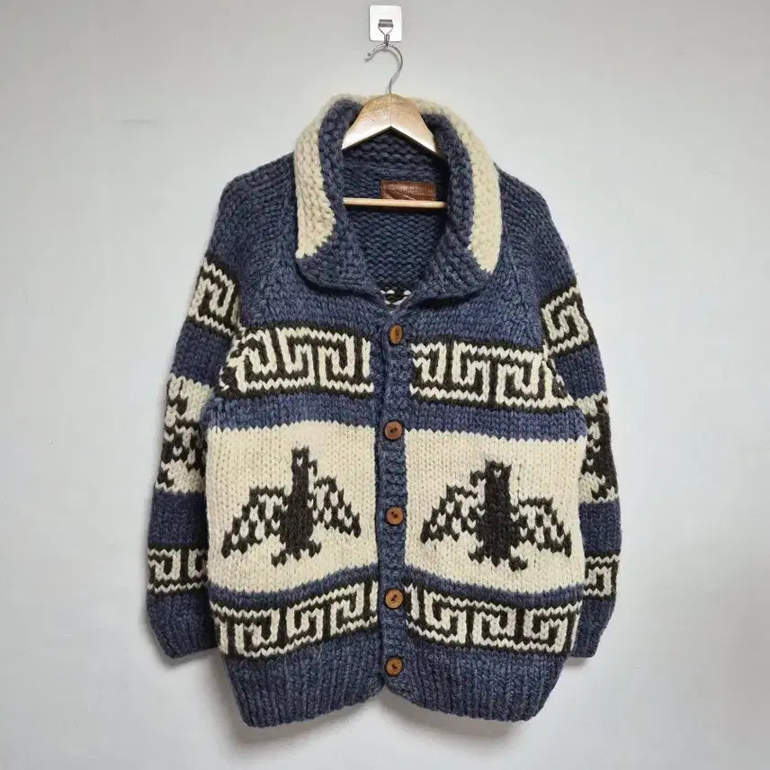 [BUNJANG] Cowichan Shepherd Eagle Pattern Cardigan / 코위찬셰퍼드 독수리 코위찬 가디건 Free사이즈 - K53