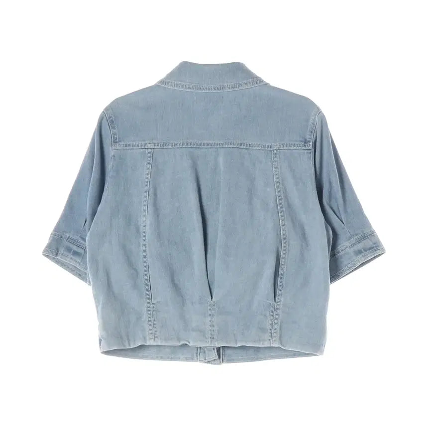 [BUNJANG] Sandro 22SS Half Sleeve Crop Denim Jacket / 산드로 22SS 하프 슬리브 크롭 반팔 데님 재킷