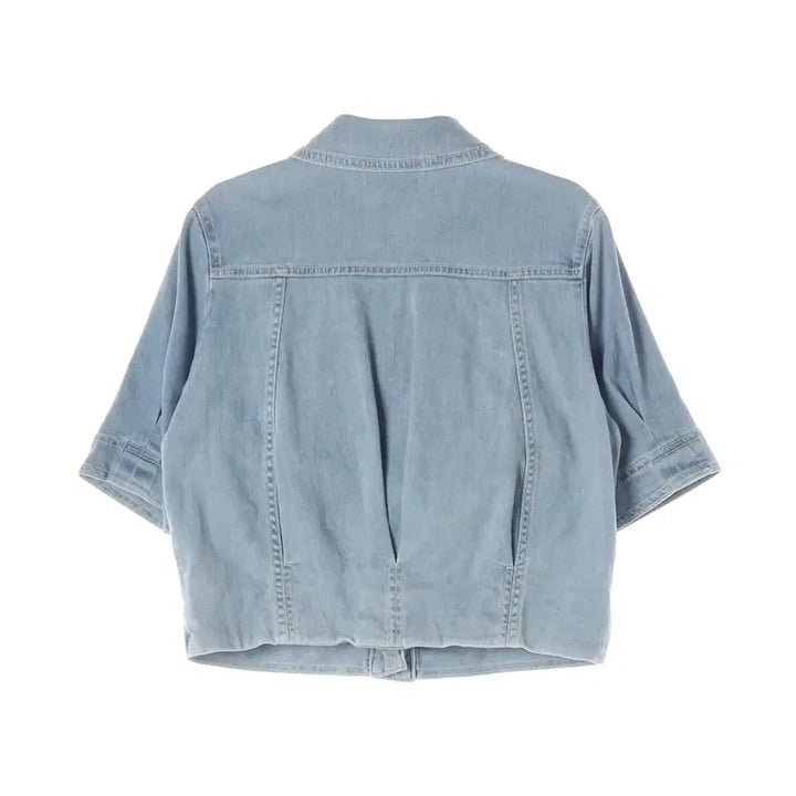 [BUNJANG] Sandro 22SS Half Sleeve Crop Denim Jacket / 산드로 22SS 하프 슬리브 크롭 반팔 데님 재킷