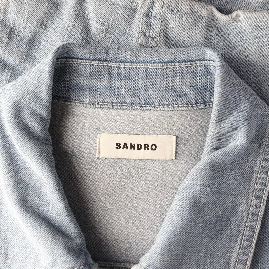 [BUNJANG] Sandro 22SS Half Sleeve Crop Denim Jacket / 산드로 22SS 하프 슬리브 크롭 반팔 데님 재킷