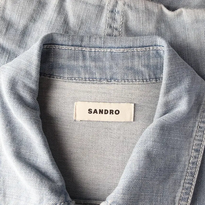 [BUNJANG] Sandro 22SS Half Sleeve Crop Denim Jacket / 산드로 22SS 하프 슬리브 크롭 반팔 데님 재킷