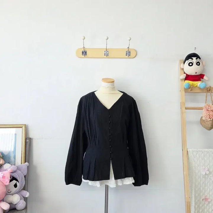 [BUNJANG] RIRI n CO Black Blouse / 빈티지 만원샵 RIRI n CO 블랙 블라우스