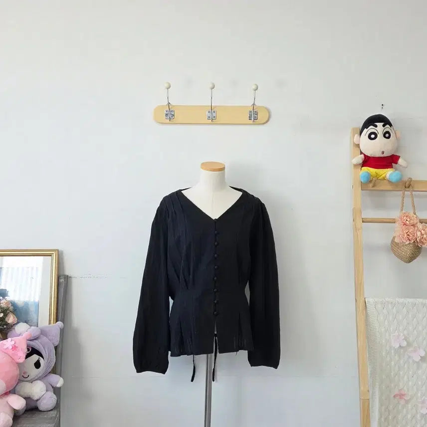 [BUNJANG] RIRI n CO Black Blouse / 빈티지 만원샵 RIRI n CO 블랙 블라우스