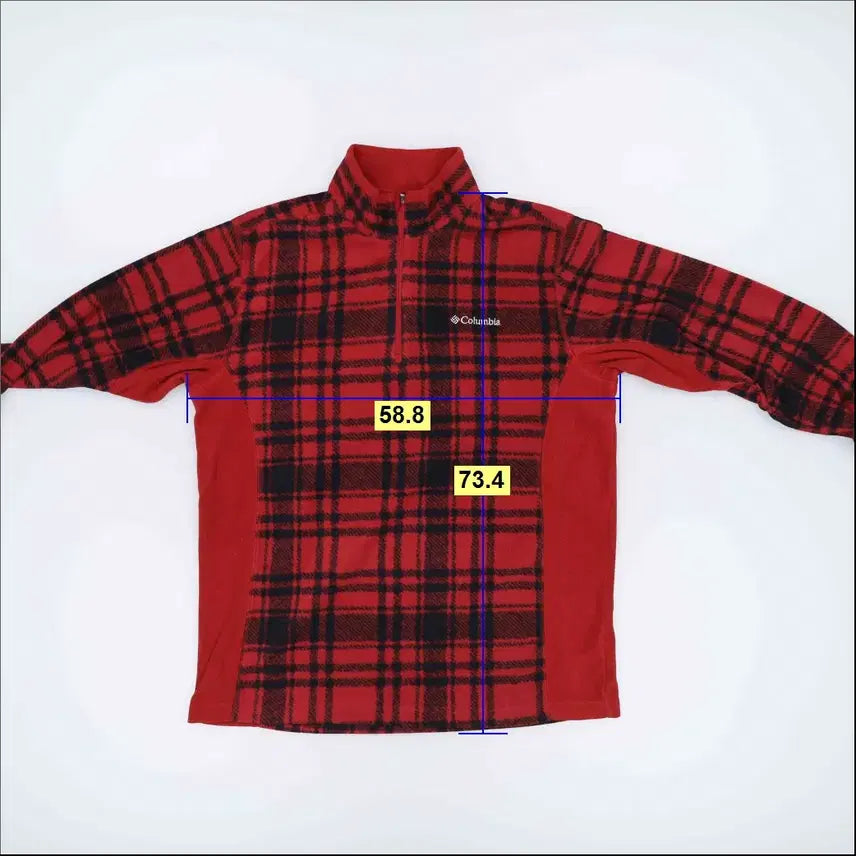 [SOLD OUT] M 컬럼비아 체크 후리스 반집업 0310H1