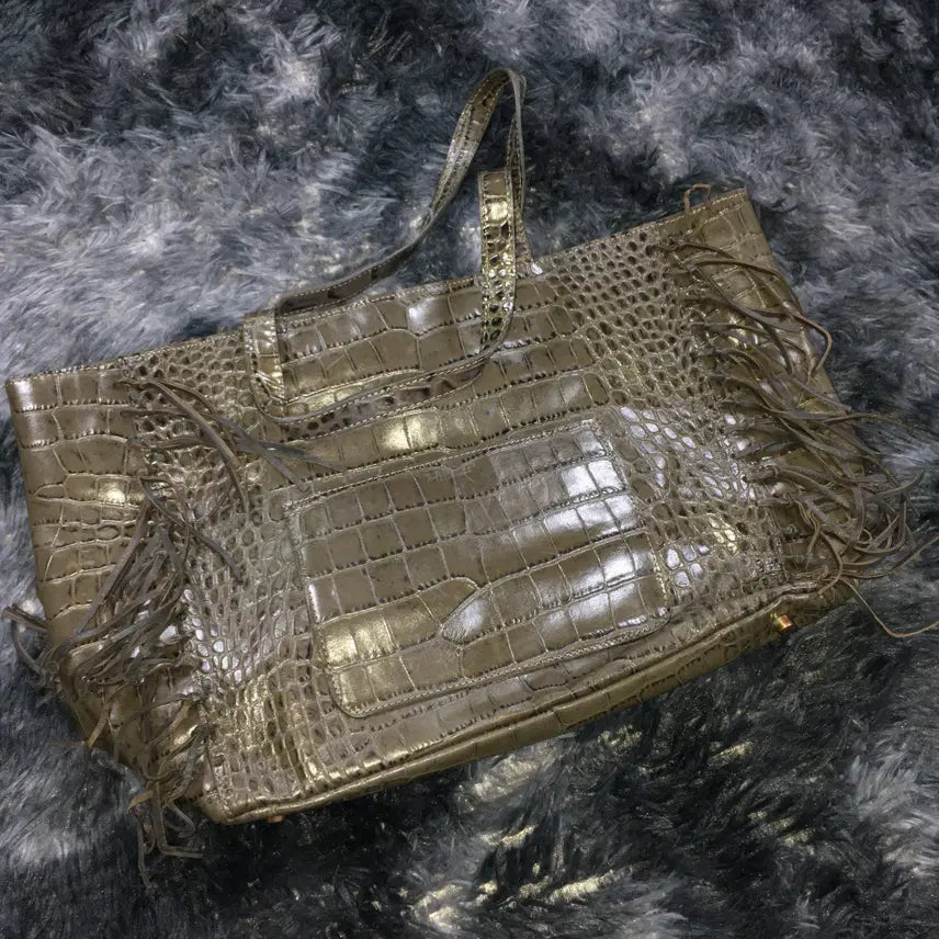[BUNJANG] LANVIN 0346 Leather Shoulder Handbag Brown Khaki Y2K / 투티/0346 LANVIN 가죽 숄더 핸드백 브라운 카키 유니크 Y2K