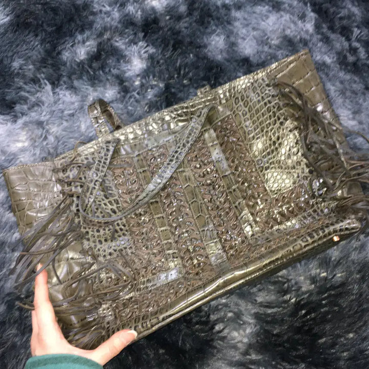 [BUNJANG] LANVIN 0346 Leather Shoulder Handbag Brown Khaki Y2K / 투티/0346 LANVIN 가죽 숄더 핸드백 브라운 카키 유니크 Y2K