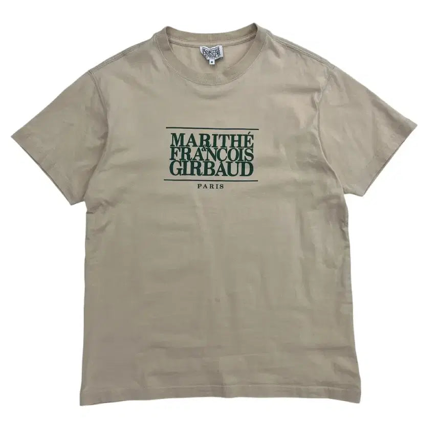 [BUNJANG] Marithe Francois Girbaud Deep Green Logo Beige T-shirt / 마리떼 프랑소와 저버 딥그린 로고 베이지 반팔 M