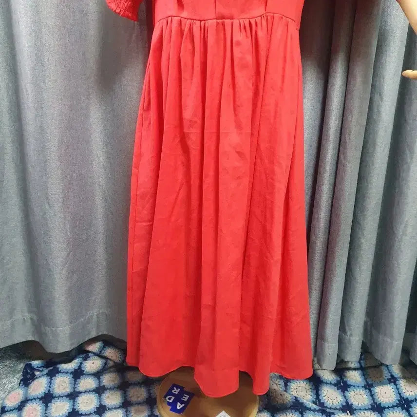 [BUNJANG] Boutique Red Puff Maxi Dress / 부티크 레드 퍼프 맥시원피스