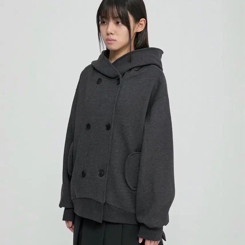 [BUNJANG] Flareup Double Hoodie (Charcoal) - Size 1 / 플레어업 Double Hoodie (FL-101_Charcoal)