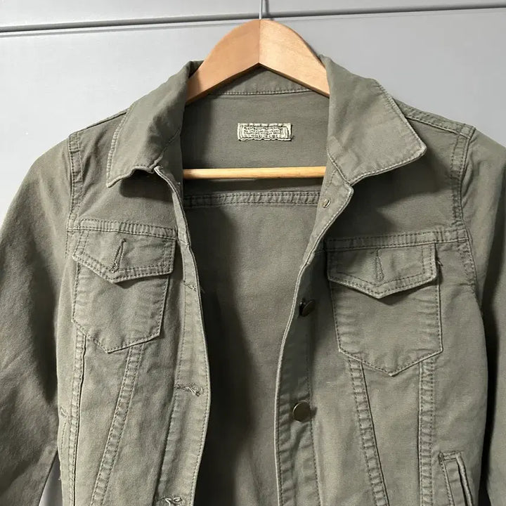 [BUNJANG] Light Khaki Denim Crop Jacket / 연카키색 데님 크롭 자켓