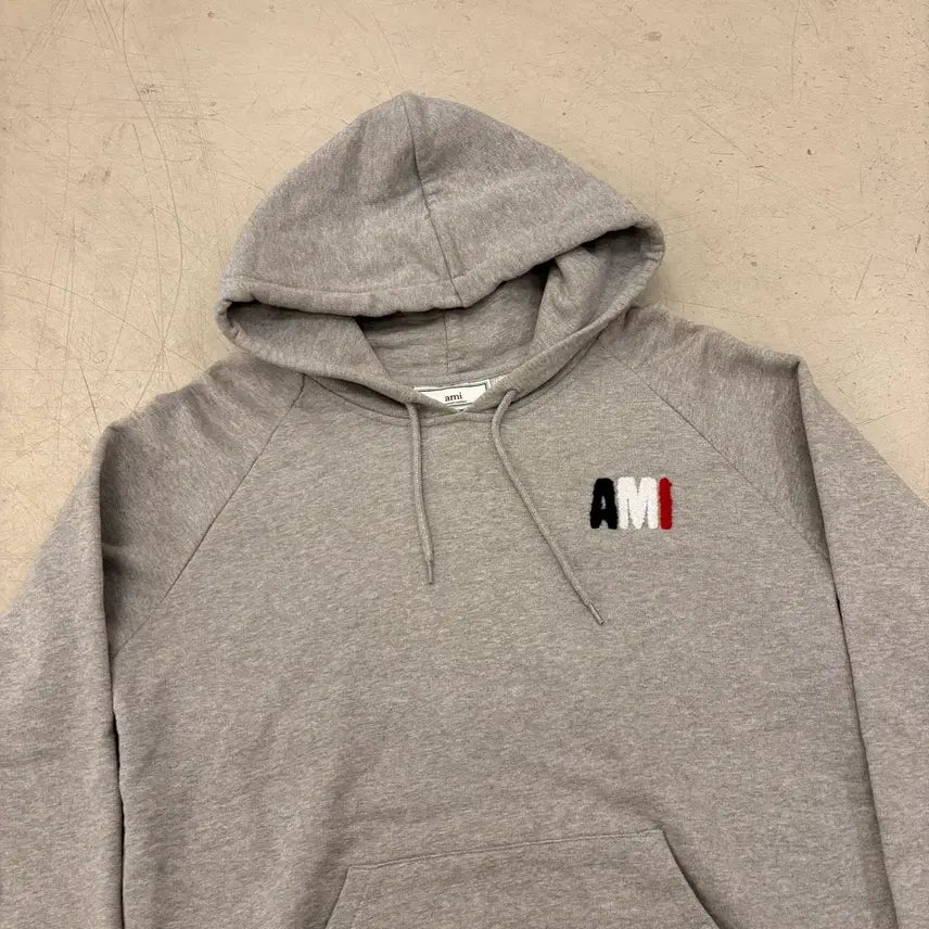 [BUNJANG] Ami Paris Gray Color Logo Hoodie / 아미 프랑스 컬러로고 그레이 후드티