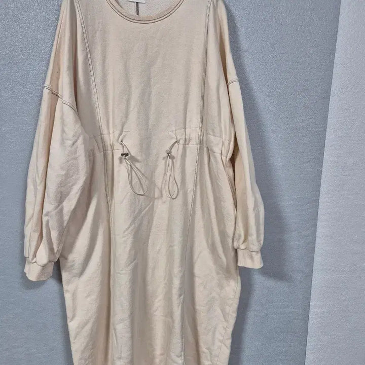 [BUNJANG] Ivory Fleece Lined String Long Dress / 아이보리 쭈리면 기모 스트링 원피스 프리
