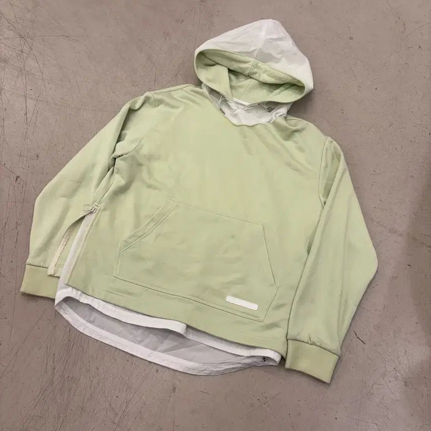 [BUNJANG] Solid Homme Layered Green Hoodie / 솔리드옴므 레이어드 그린 후드티