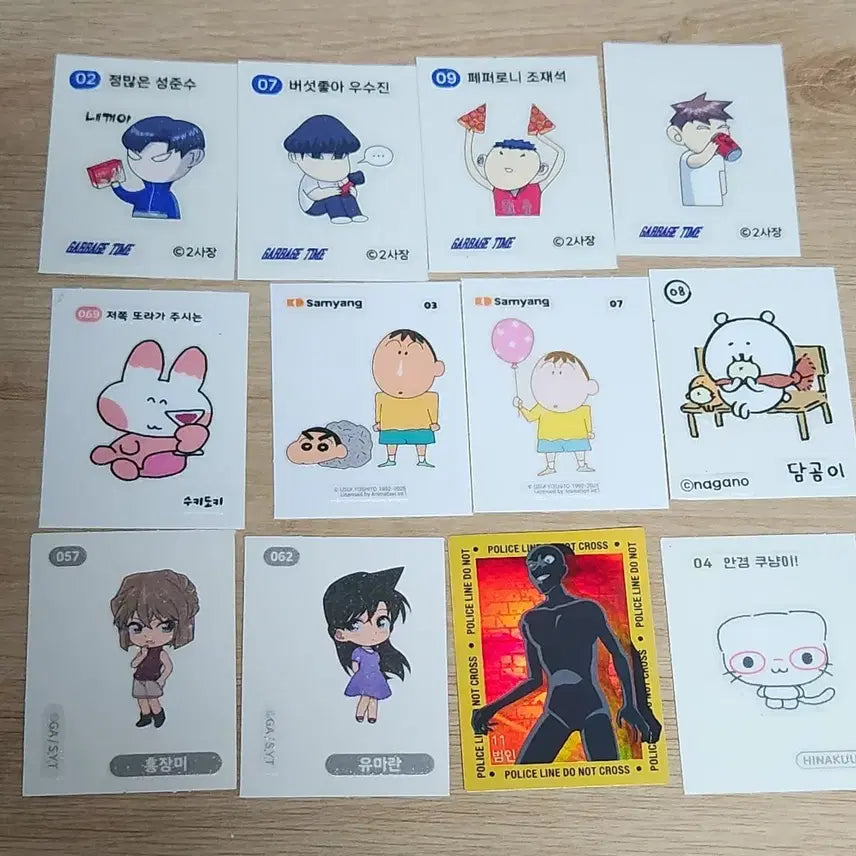 [BUNJANG] Various Cartoon Character Ttibuseal Bundle Set / 가비지타임, 짱구, 픽셀리, 코난, 쿠킹덤 ,루피 띠부씰 일괄
